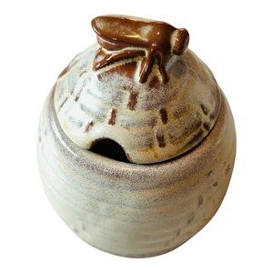 Frankoma Honey Jar Pot with Dome lid Frankoma Pottery 803 Tan brown color